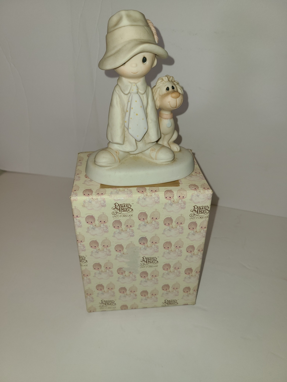 Precious Moments Boy Figurine with Dog in Cream